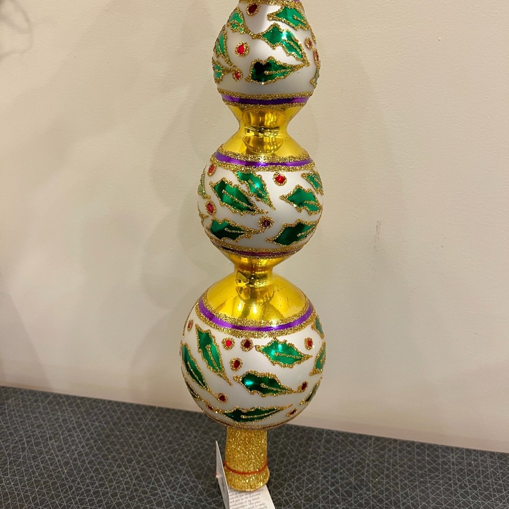 Christopher Radko Retired Vintage Extremely Rare HOLLY RIBBONS FINIAL 1993 - Picture 6 of 14